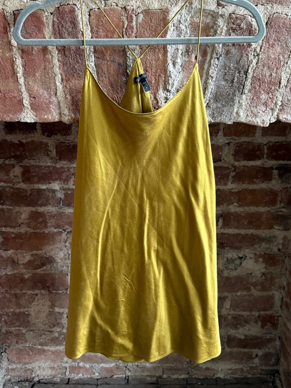 Olive Tan Green Silk Spaghetti Cami Tank Top size S - Picture 4 of 4